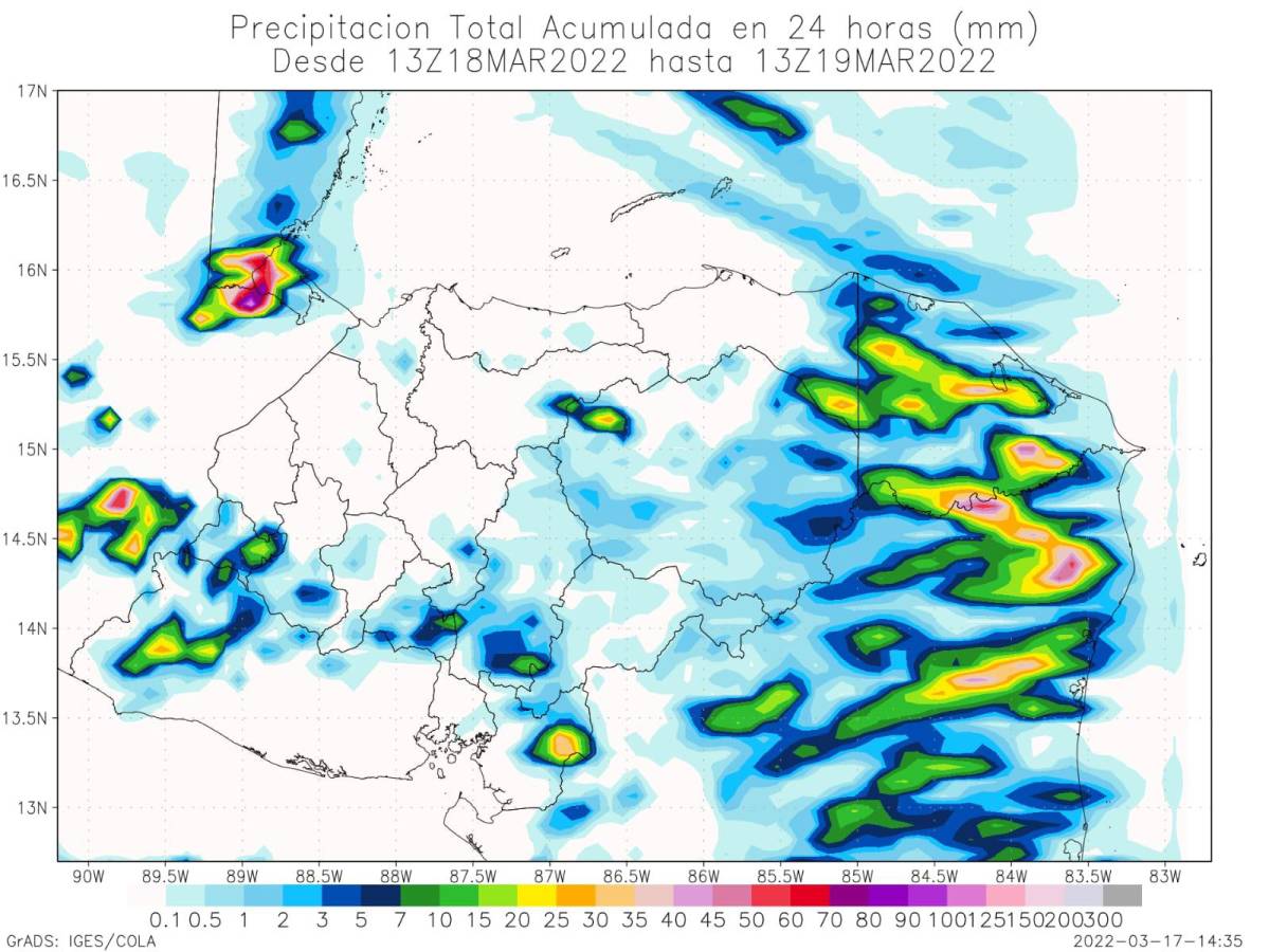 Ingreso de humedad dejará lluvias en varias partes de Honduras