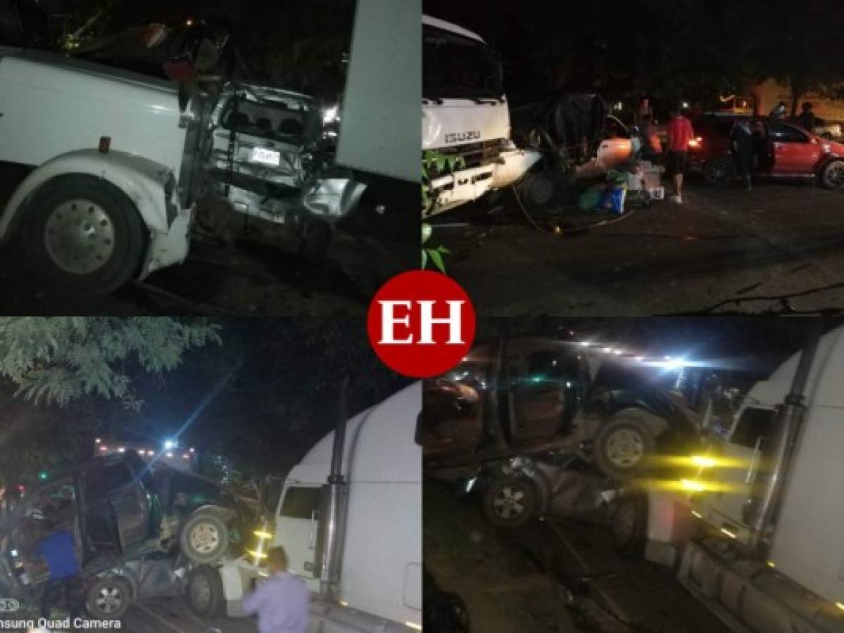 Brutal accidente deja varios heridos y unos ocho vehículos destruidos en Villanueva, Cortés