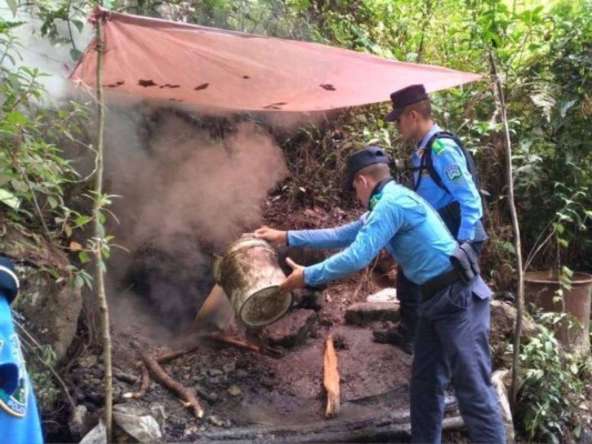 Desmantelan laboratorio improvisado de fabricación de 'cususa' en Lempira