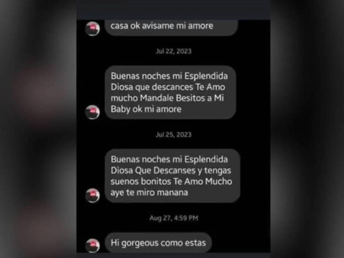 Los mensajes de acoso que recibía Doris Aguilar por parte de Juan Cuellar