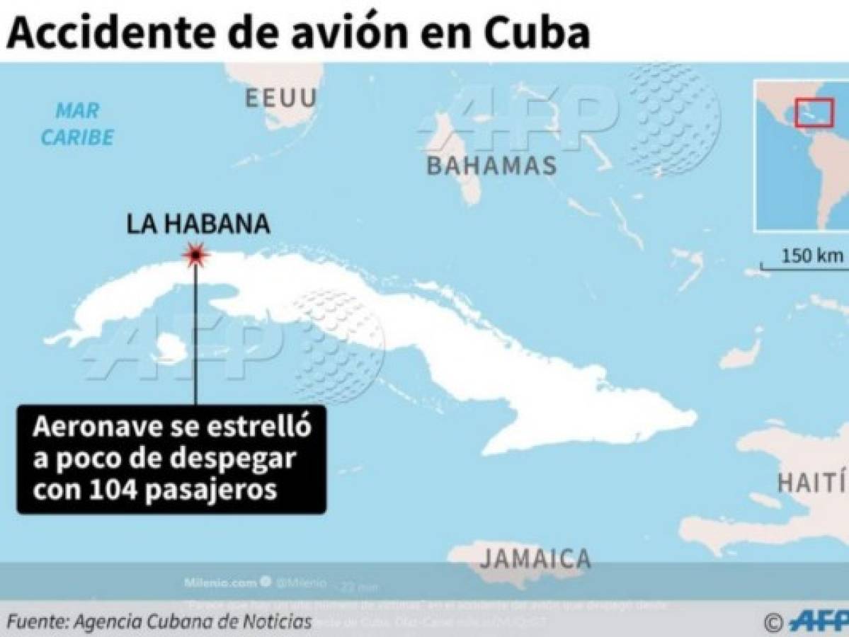 Se estrella avión con 104 pasajeros al salir del aeropuerto de La Habana, Cuba