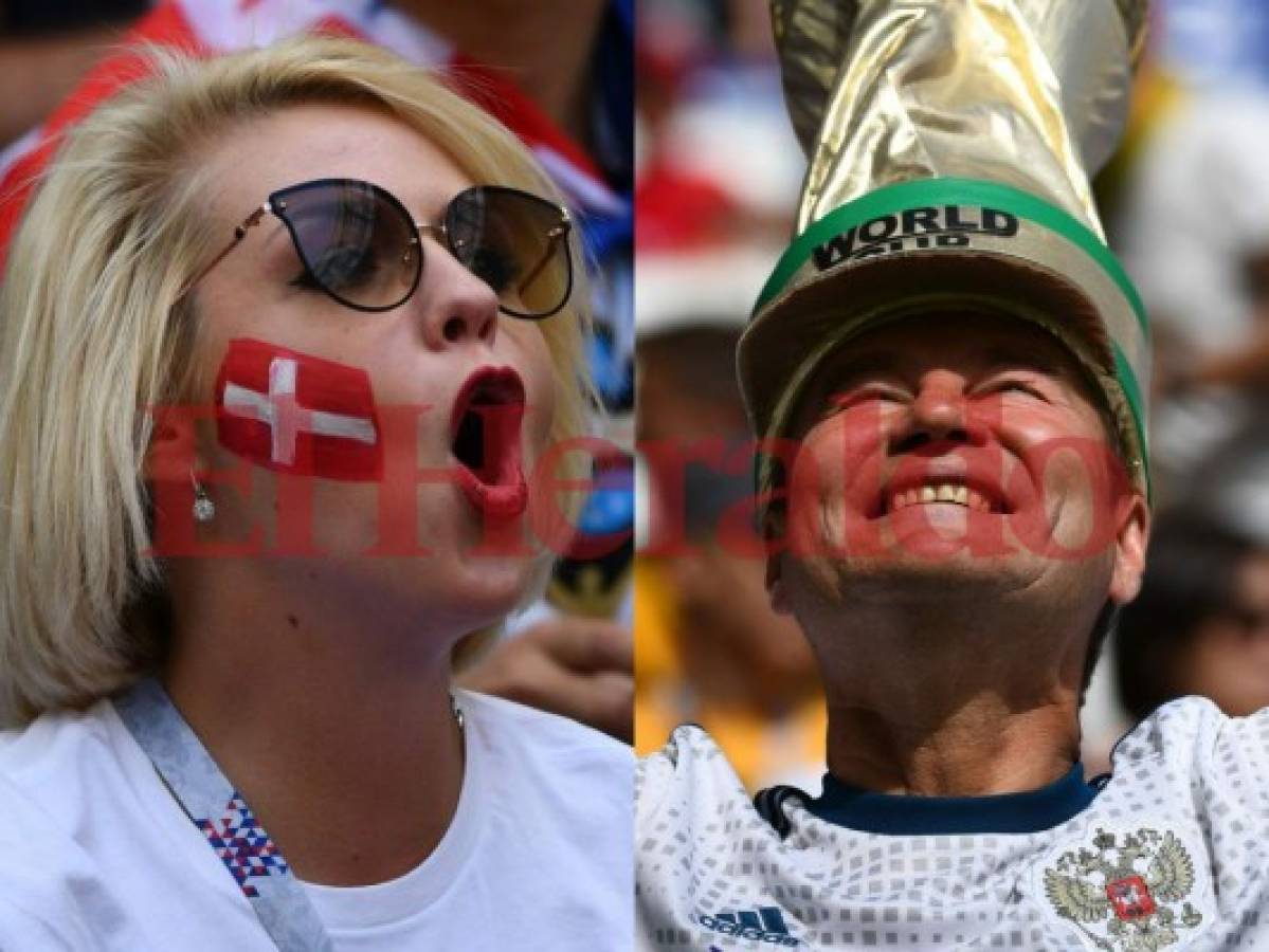 Ambientazo el que viven los aficionados en el partido de Dinamarca vs. Australia