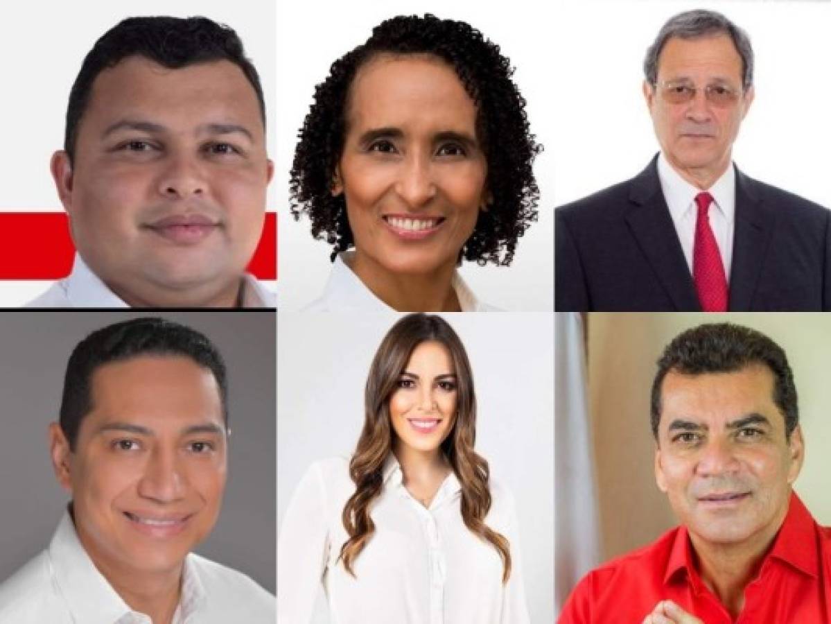 Rostros de precandidatos liberales que buscan convertirse en diputados de Francisco Morazán