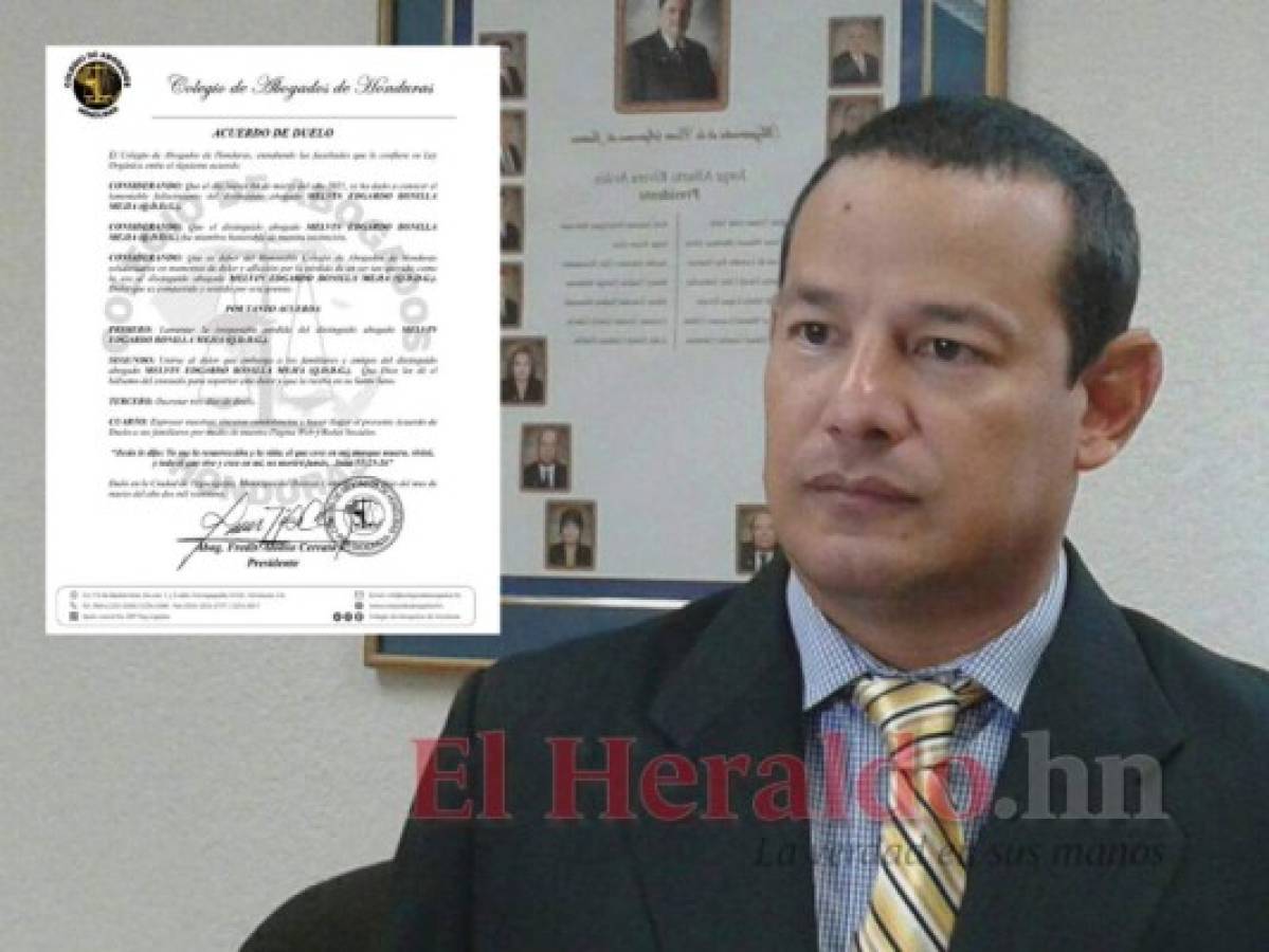 Colegio de Abogados de Honduras lamenta la muerte de Melvin Bonilla  