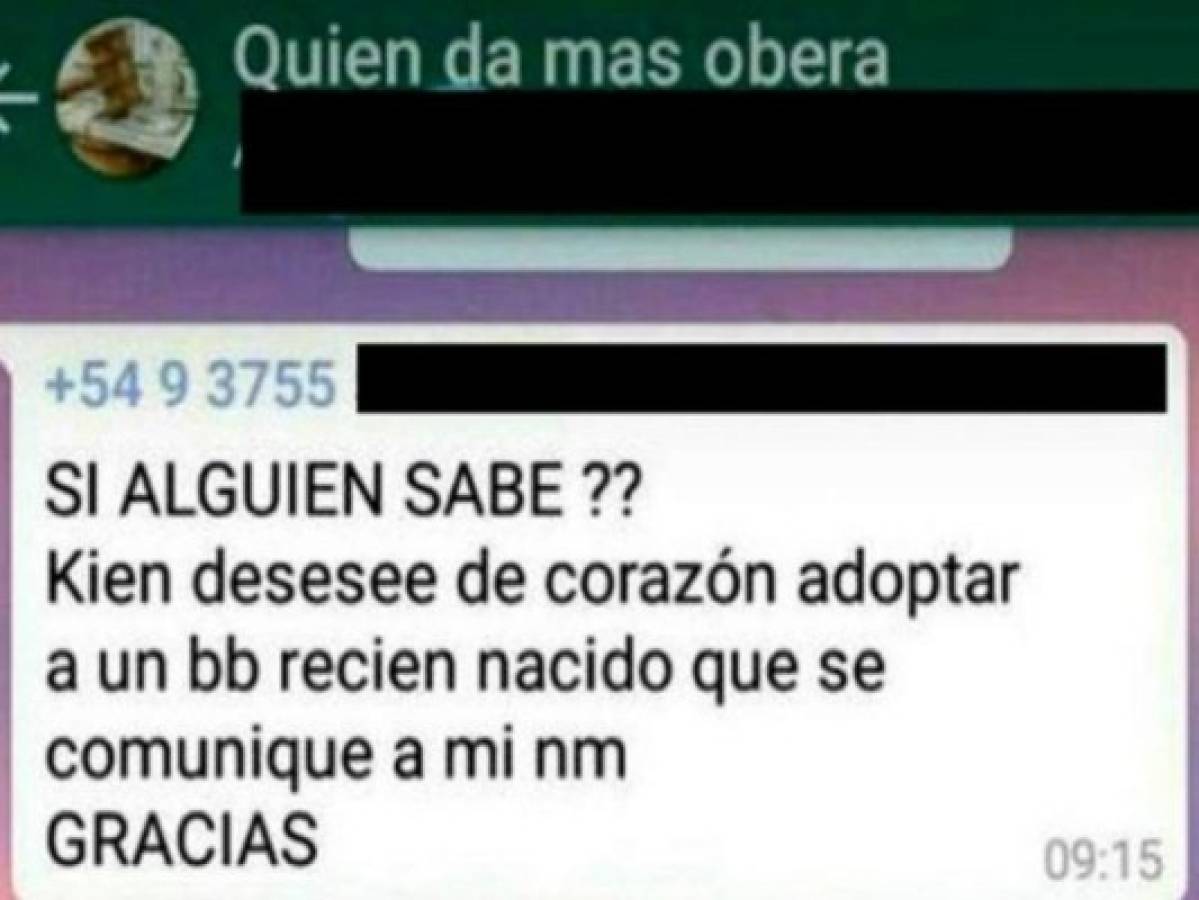 Embarazada ofreció su bebé por WhatsApp en Argentina