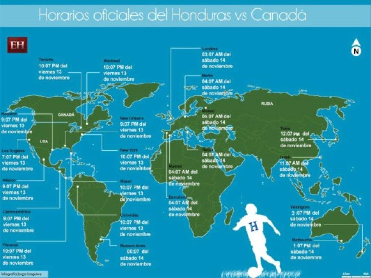 Horarios en el mundo para el partido de la Selección de Honduras ante Canadá