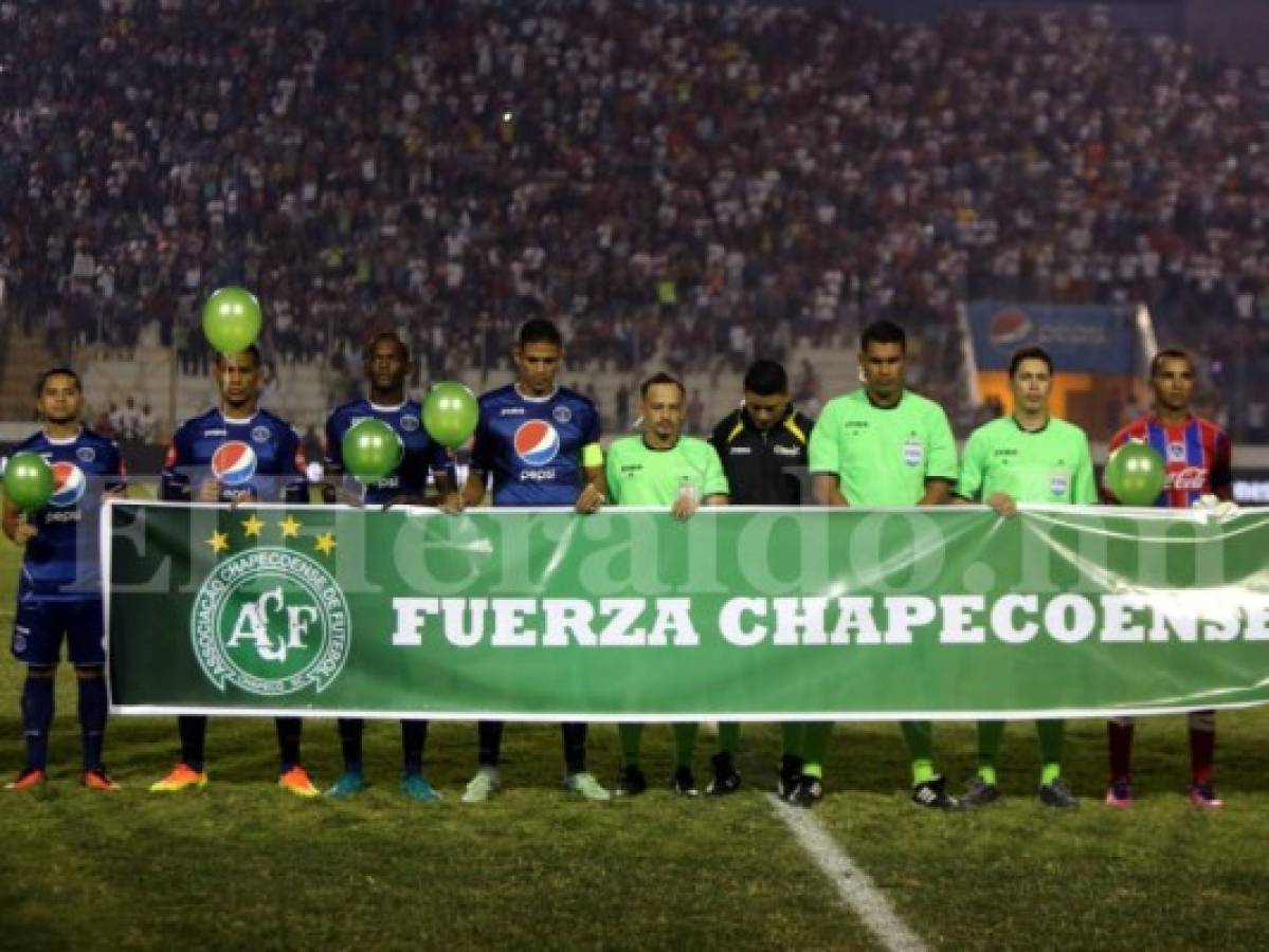 Motagua, Olimpia, Platense y Real España dieron homenaje en memoria del Chapocoense