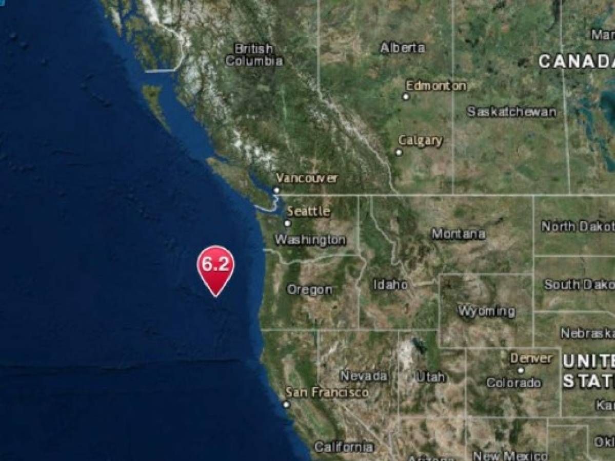 Registran sismo frente a la costa de Oregon, Estados Unidos