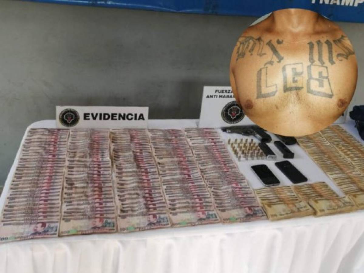 San Pedro Sula: Cae peligroso cabecilla de la MS-13 con fuerte suma de dinero y un arma