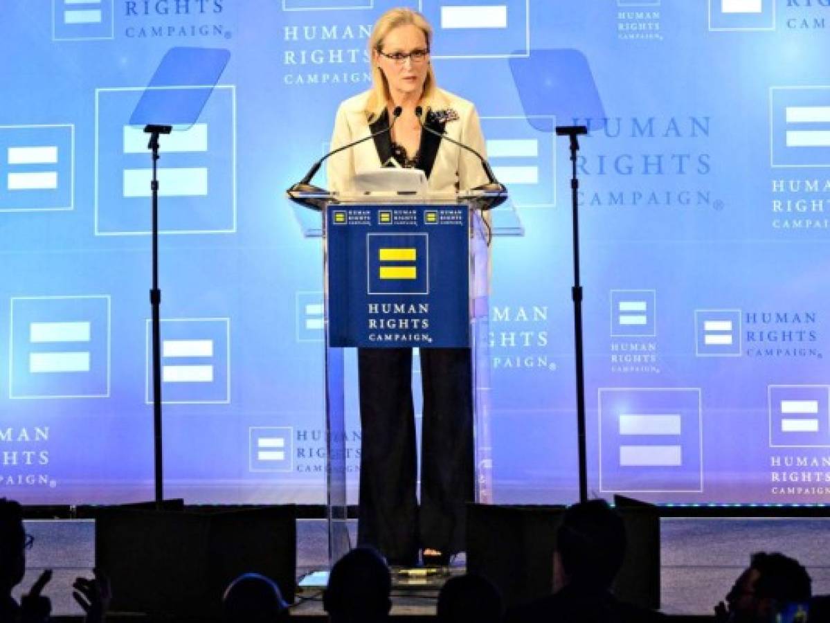 Meryl Streep attends the Human Rights Campaign Greater New York Gala at Waldorf Astoria Hotel on Saturday, Feb. 11, 2017, in New York. (Photo by Christopher Smith/Invision/AP)