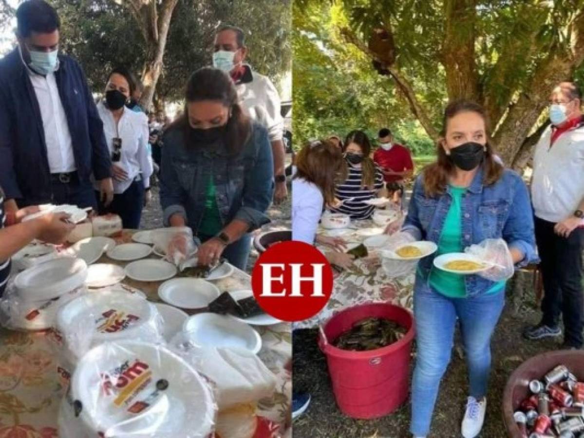 Sirviendo y repartiendo comida: así captan a Xiomara Castro durante la Navidad