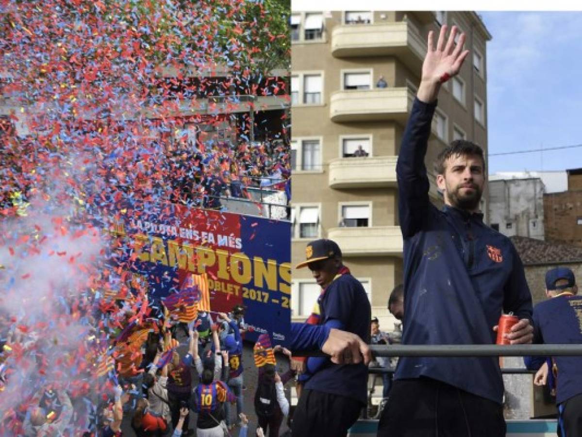 Barcelona celebra su doblete de Liga y Copa empañado por la caída de Roma