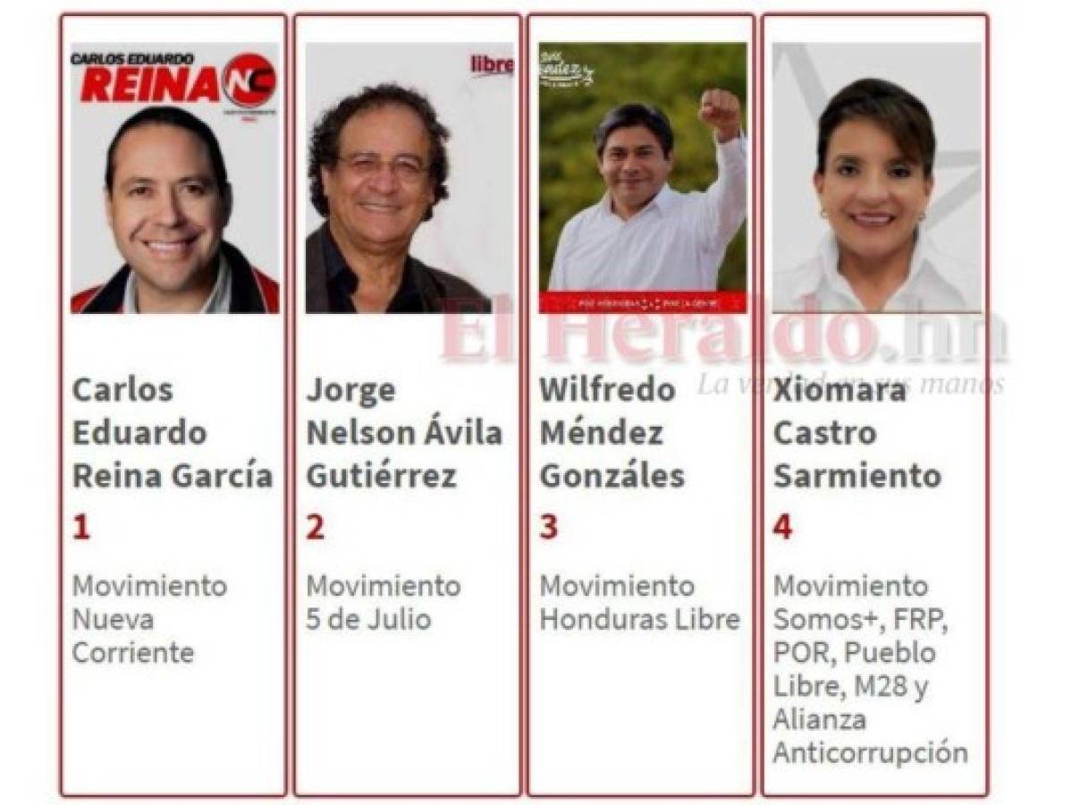 Papeleta de partido Libre. Los electores pueden marcar al final del nombre de la corriente, sobre la fotografía o el nombre del candidato, siempre y cuando no se salga del recuadro.