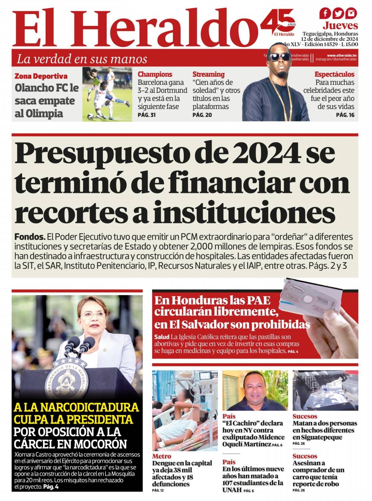 Presupuesto de 2024 se terminó de financiar con recortes a instituciones