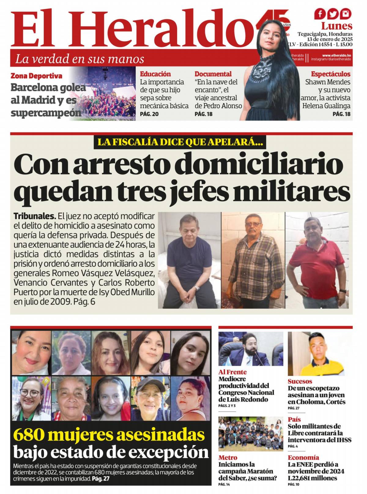 Con arresto domiciliario quedan tres jefes militares