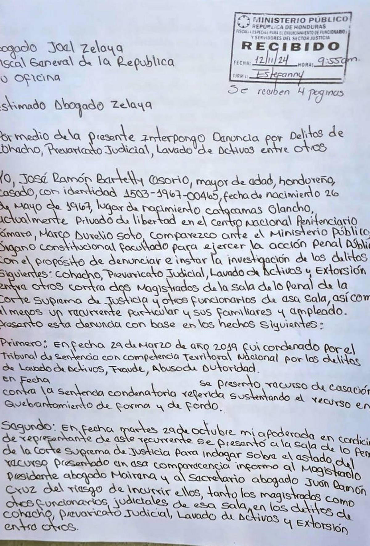 Pago millonario a magistrados y audios: ¿Qué dice la denuncia de Ramón Bertetty?