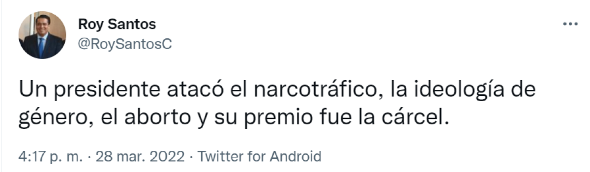 Pastor Roy Santos: “JOH atacó el narcotráfico y su premio fue la cárcel”