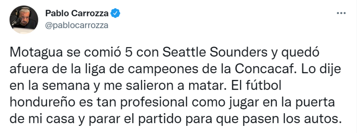 Periodista argentino ataca nuevamente el fútbol hondureño tras eliminación del Motagua en la Concachampions