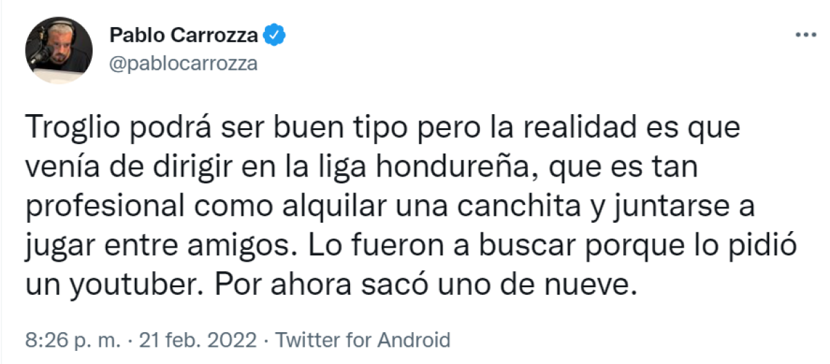 Periodista argentino ataca nuevamente el fútbol hondureño tras eliminación del Motagua en la Concachampions