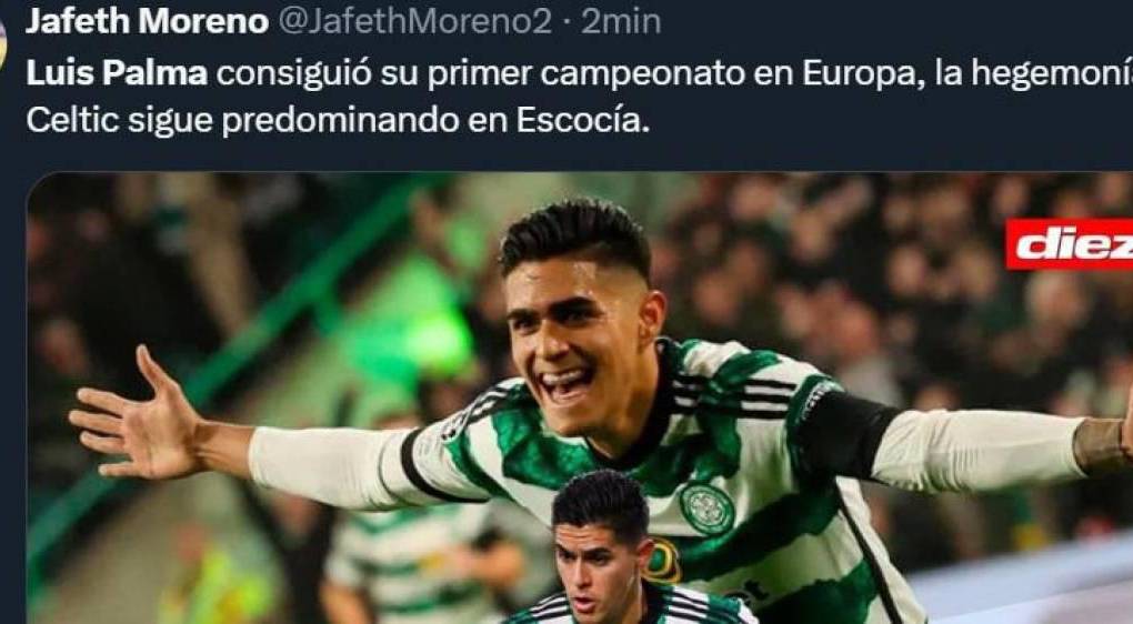 Prensa hondureña se rinde ante Luis Palma, campeón con el Celtic de Escocia