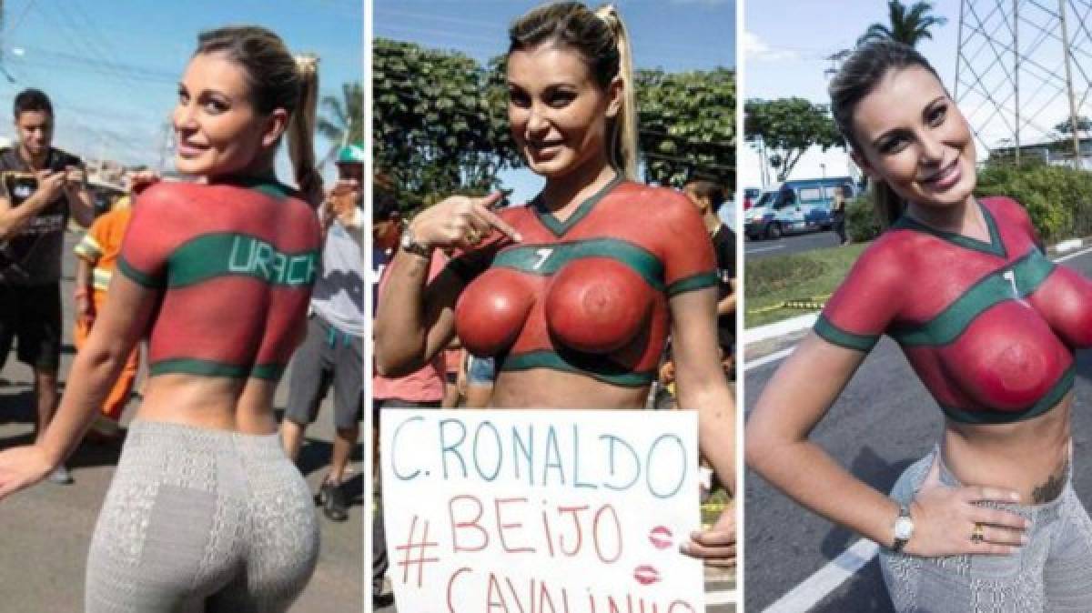 Brasileña se desnuda por Cristiano Ronaldo y causa furor en el Mundial