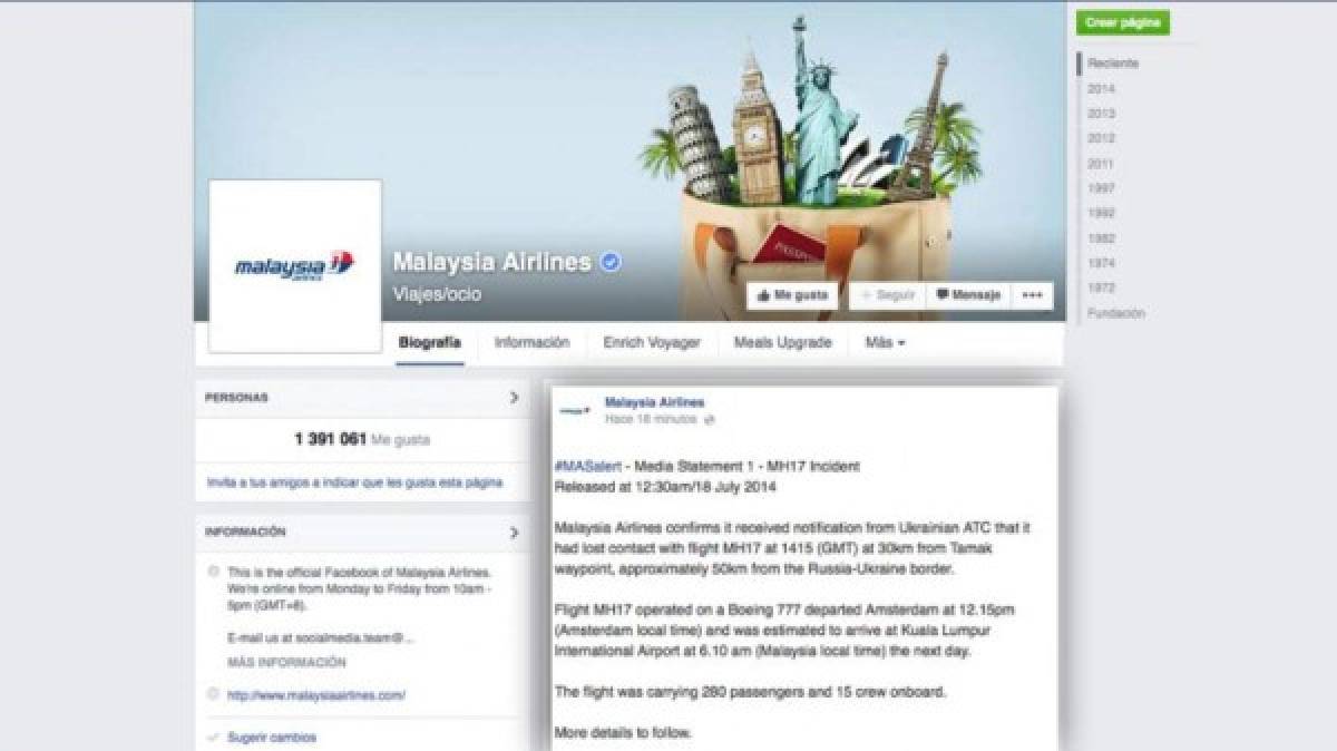 El comunicado de Malaysia Airlines sobre la tragedia en Ucrania