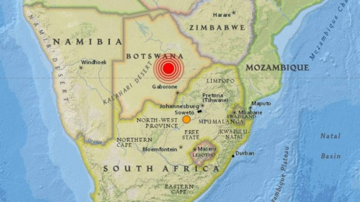 Fuerte sismo de 6.5 grados sacude a Botsuana (instituto geológico de EEUU)   