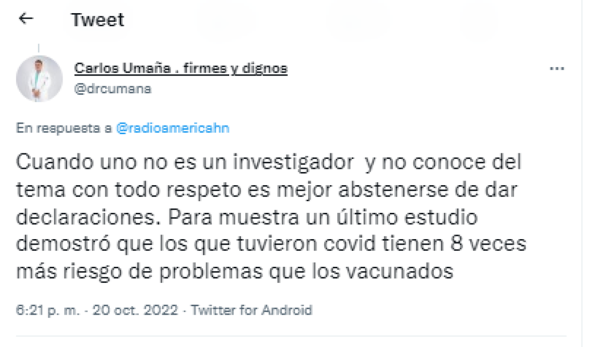 Respuesta de Carlos Umaña.