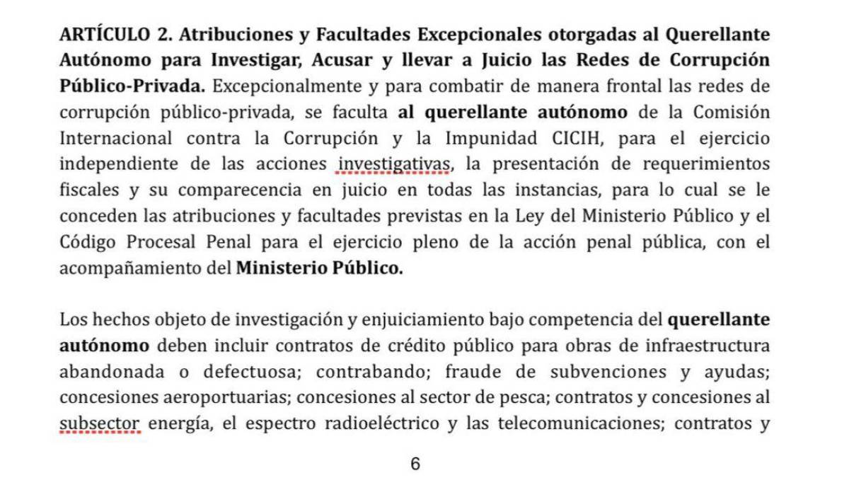 Estos son los artículos del proyecto de ley que según expertos contradice las condicones de la CICIH.