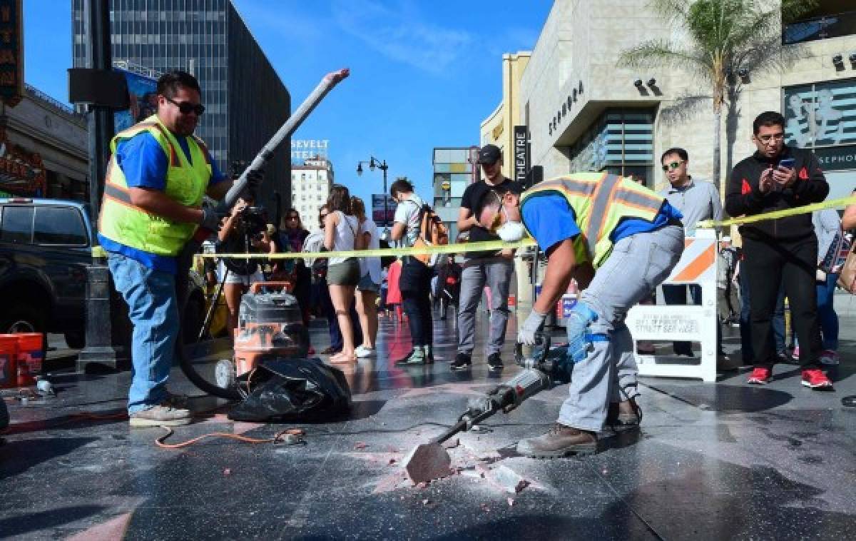 Vandalizan estrella de Donald Trump en Hollywood