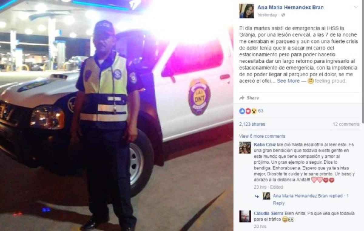 Acción de oficial hondureño de Tránsito es aplaudida en Facebook