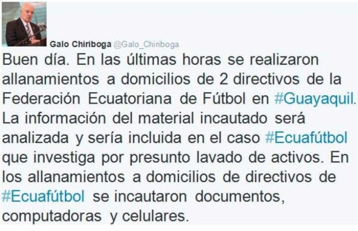 Allanan viviendas de funcionarios de Federación Ecuatoriana de Fútbol