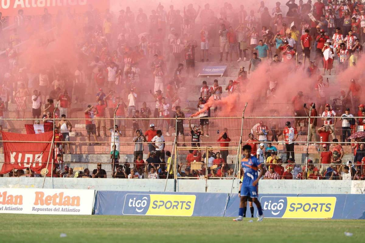 Celebración de la afición cocotera en el gol del Vida.