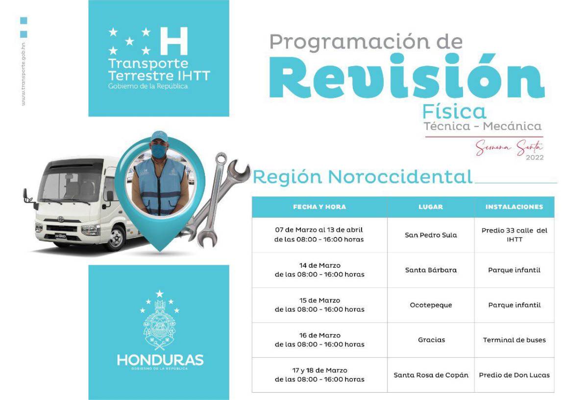 Gobierno programa fechas para revisión mecánica a transporte previo a Semana Santa