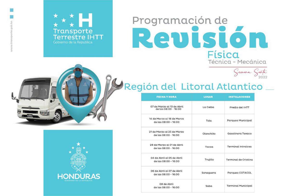 Gobierno programa fechas para revisión mecánica a transporte previo a Semana Santa