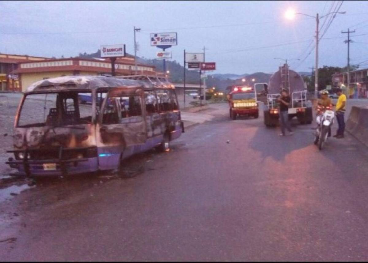 Queman otro autobús en La Entrada, Copán