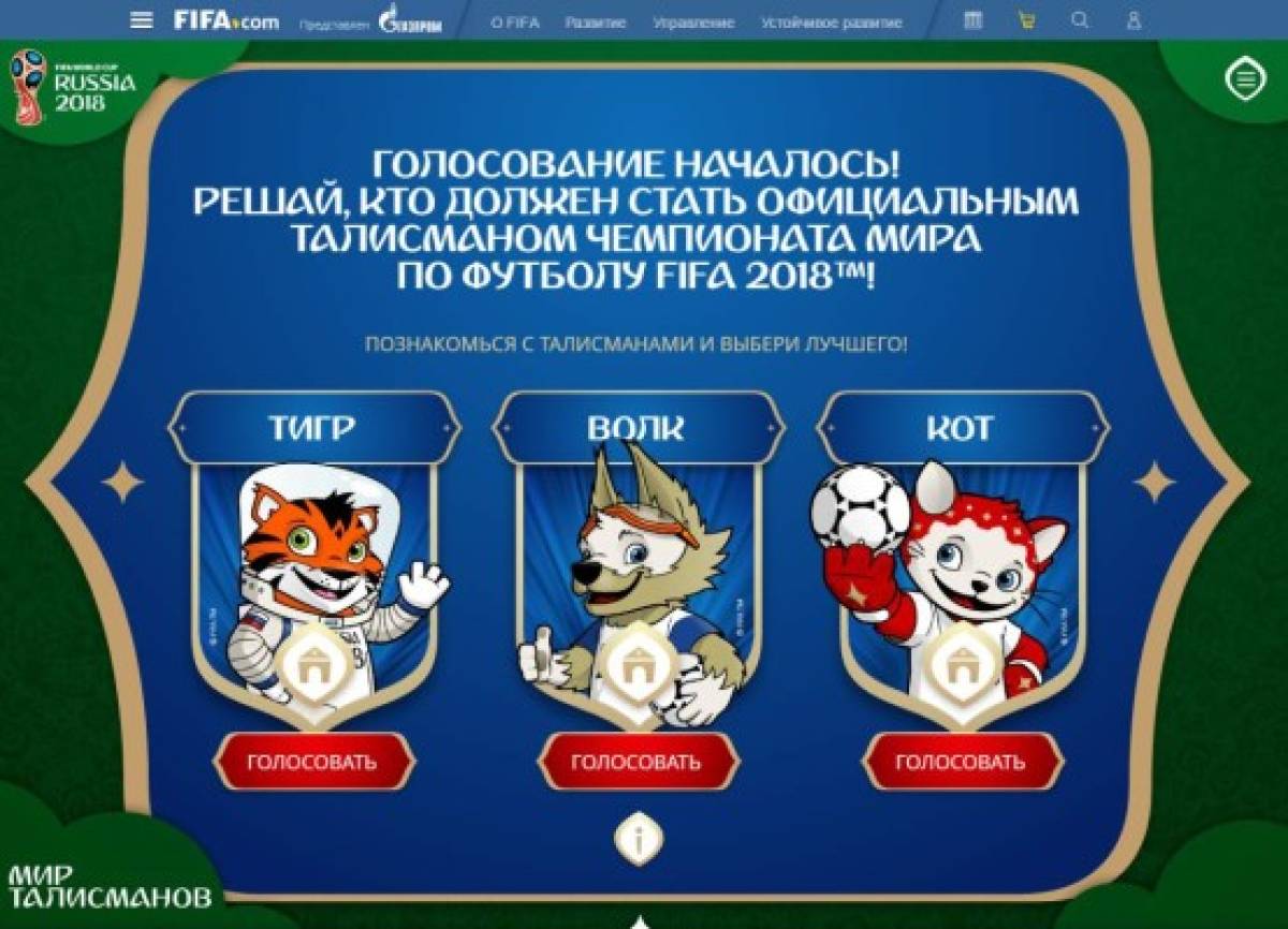 FIFA presenta tres candidatos para votar y elegir la mascota del Mundial de Rusia 2016