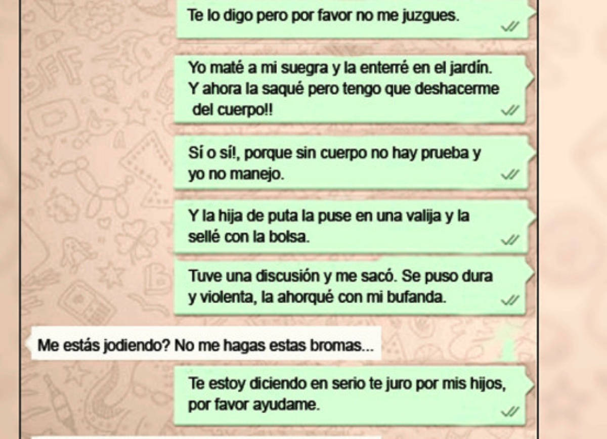 Macabros mensajes en WhatsApp de mujer que asesinÃ³ a su suegra