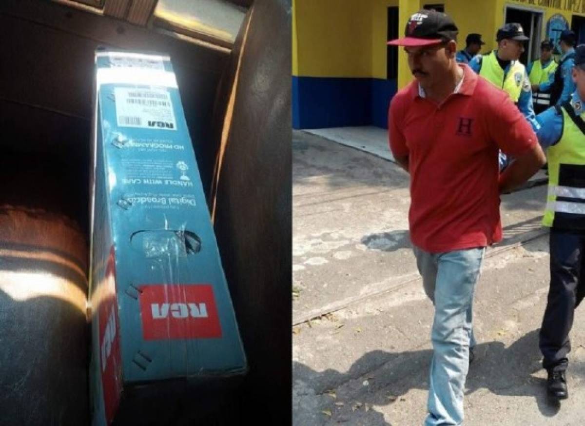 En una caja de televisor llevaba escondida marihuana