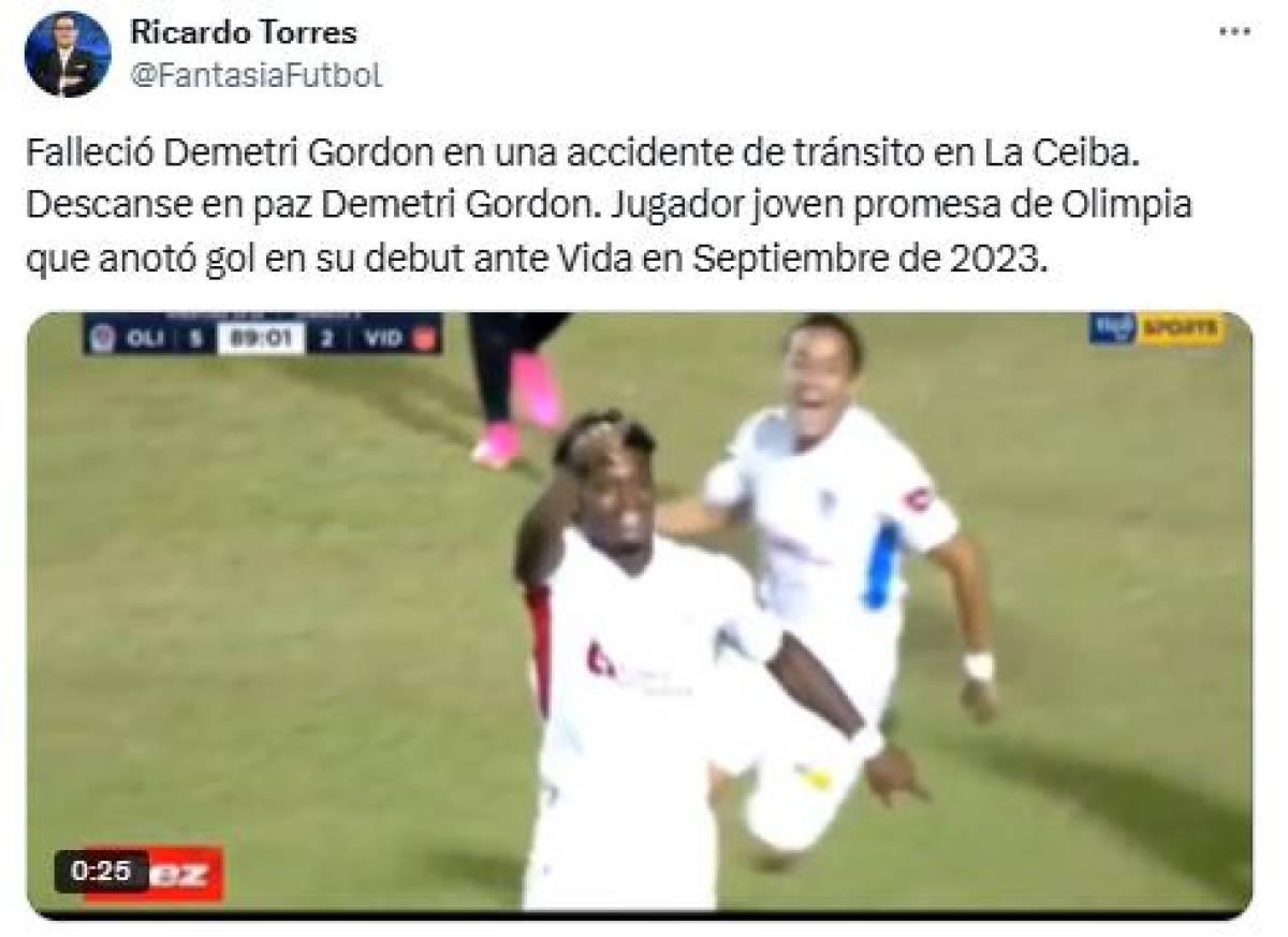 Prensa deportiva y jugadores reaccionan a muerte de Demetri Gordon, jugador del Olimpia