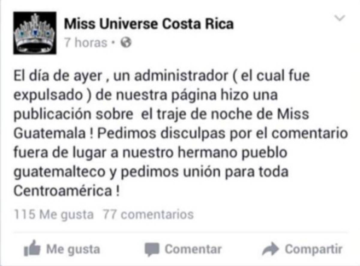 La misma Brenda Castro, representante costarricense, tuvo que dar la cara y aclara el asunto.