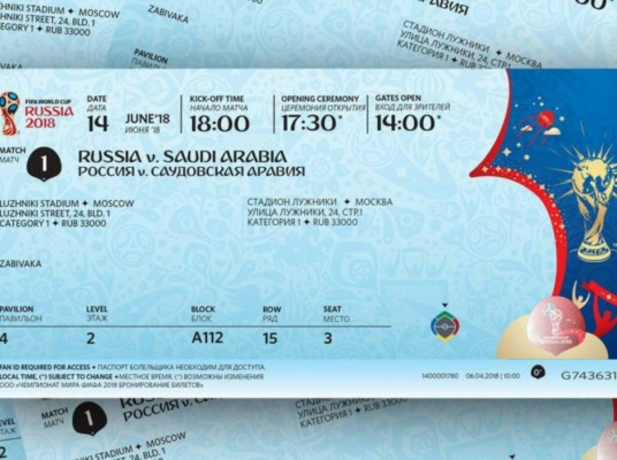 Este es el diseño de las entradas del Mundial de Rusia 2018 que comienza en junio