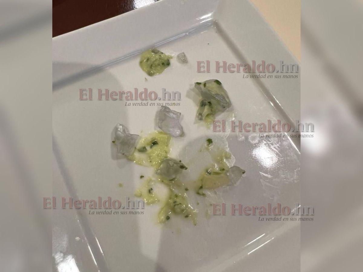 Este rotativo tuvo acceso exclusivo a la fotografía que muestra los pedazos de vidrio que iban en el plato dirigido al presidente del Congreso Nacional.