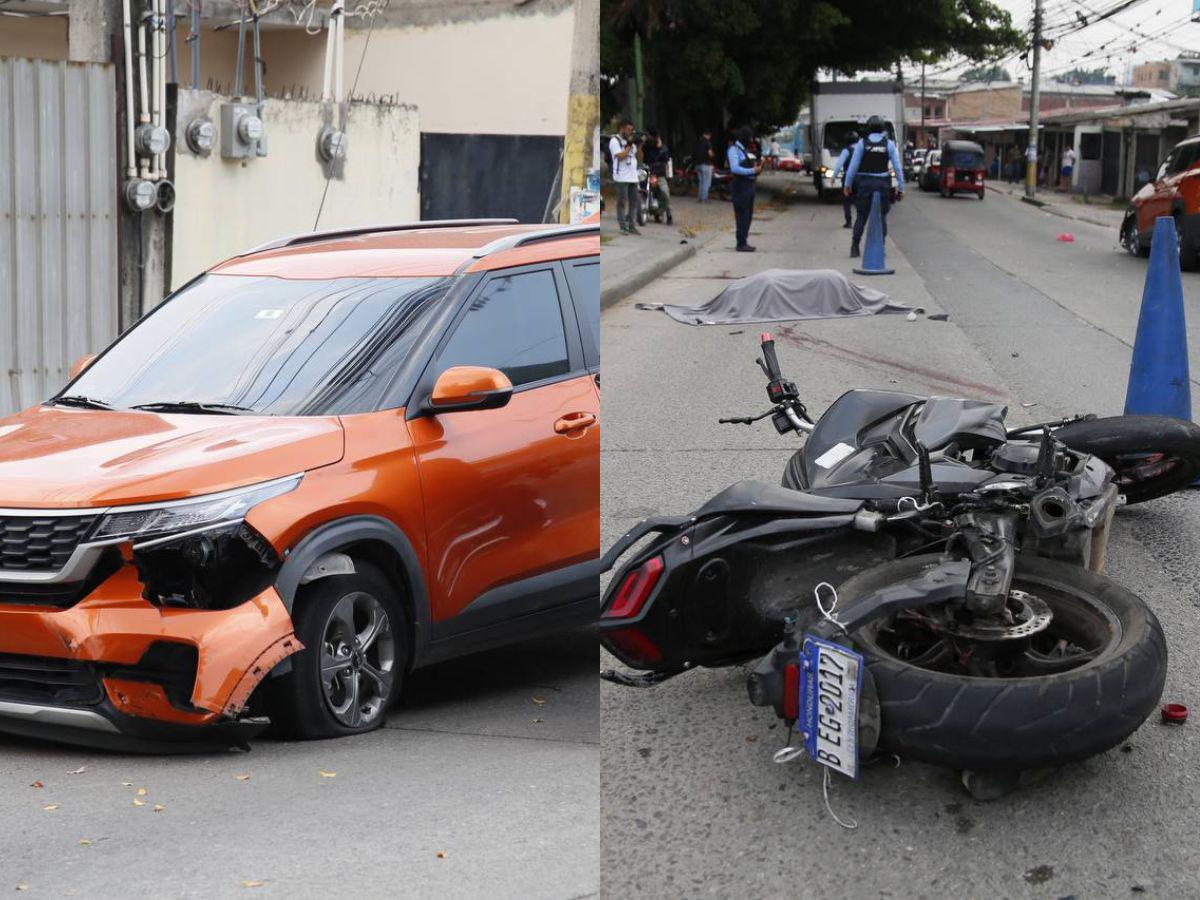 Tanto el vehículo como la motocicleta quedaron en la escena del accidente.