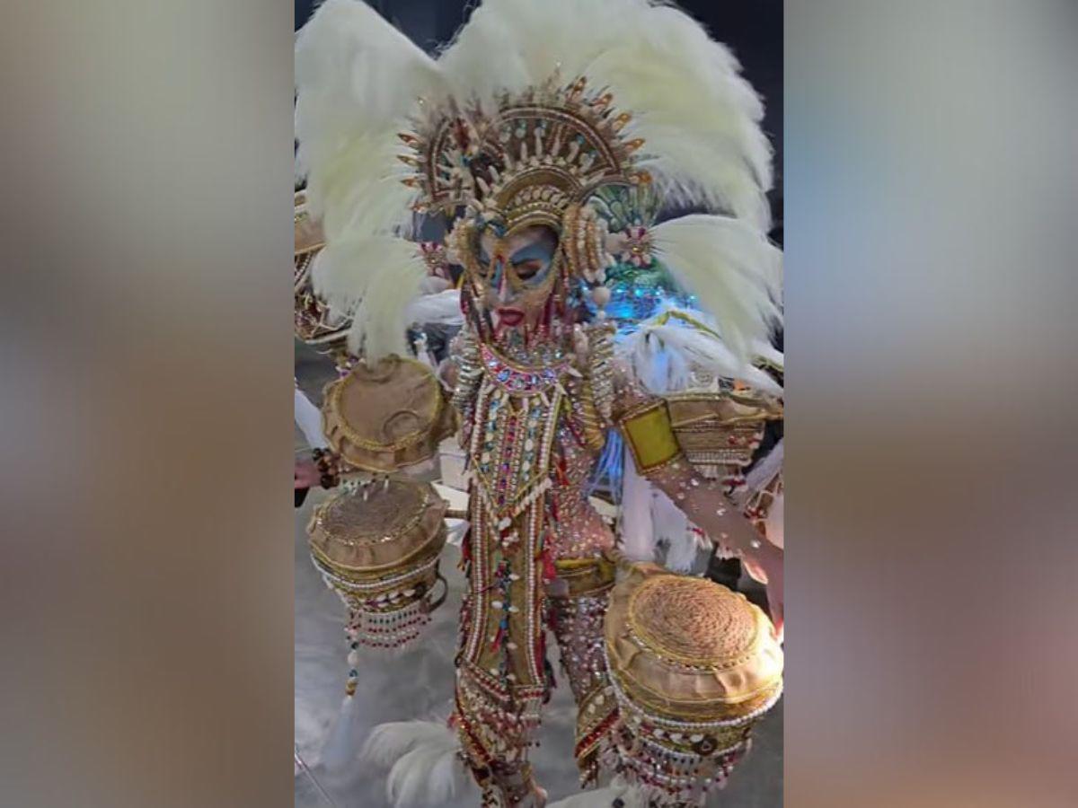 Yariela García, Miss Grand Honduras, deslumbra con traje nacional pech y colibrí