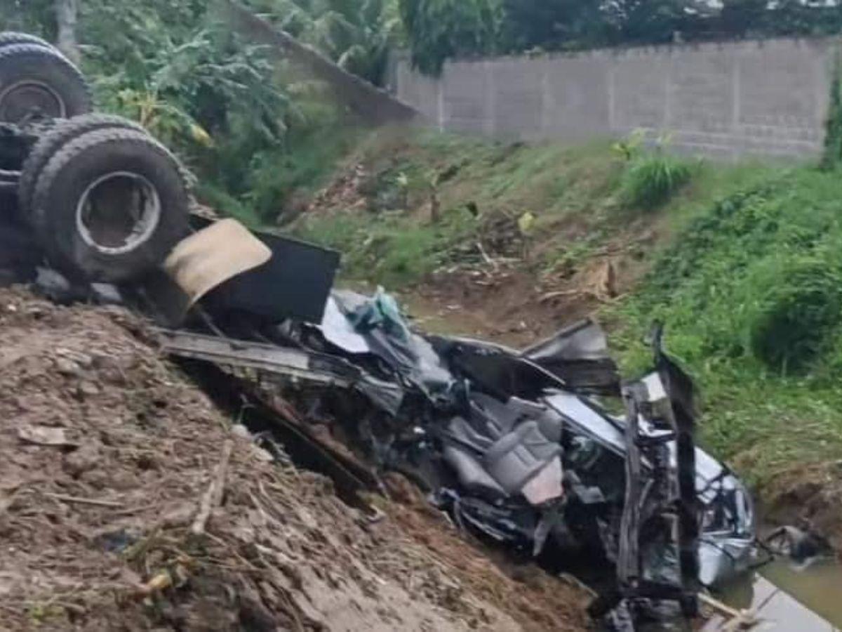 ¡Destruida! Así quedó la camioneta de Demetri Gordon tras brutal accidente en La Ceiba