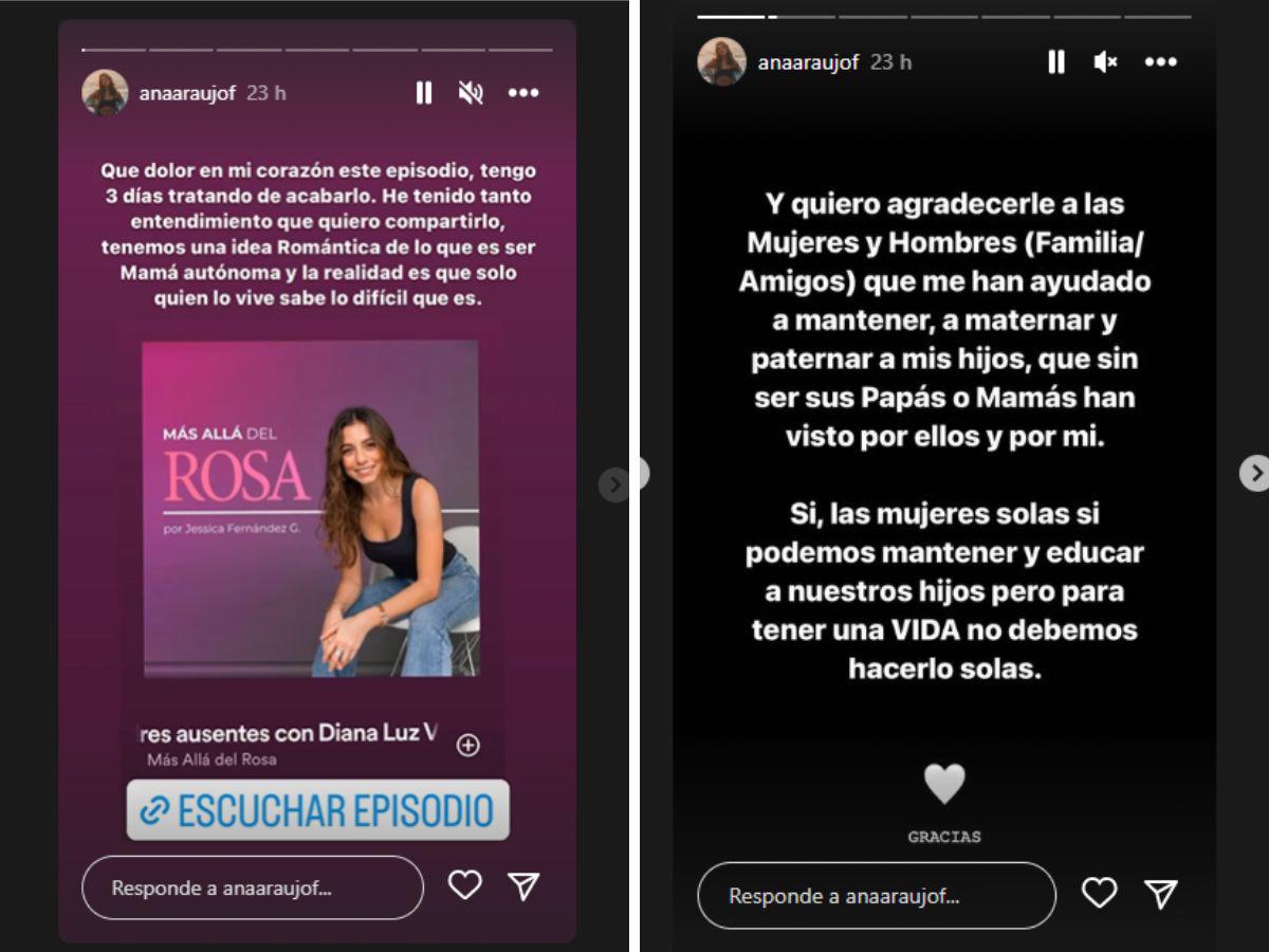 Estas fueron las historias que compartió la esposa de Pablo en su cuenta oficial de Instagram.