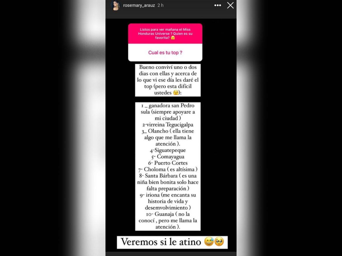 “Veremos si le atino” escribió en sus historias de Instagram la modelo.