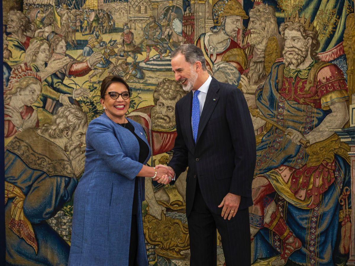 Rey Felipe VI recibe a la presidenta Xiomara Castro en el Palacio de La Zarzuela de España