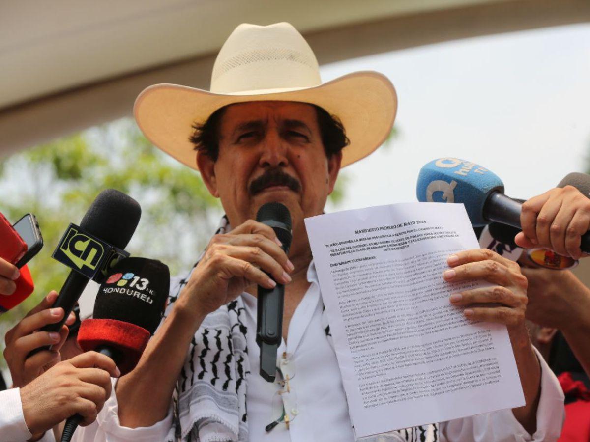 “¡Que los ricos paguen impuestos!”: Manuel Zelaya en marcha del Día del Trabajador